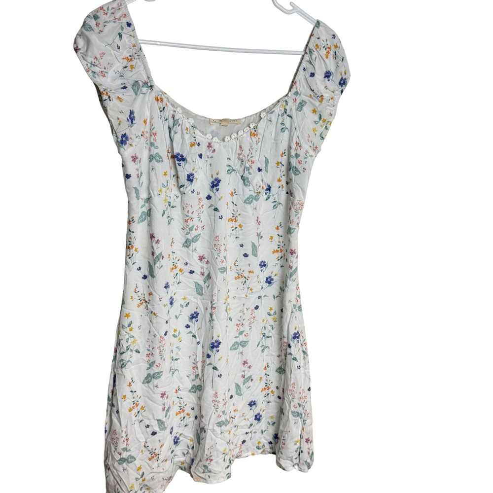 LA Hearts Floral Print Puff Sleeve Square Neck Mini Dress‎ Women's Size M Lined